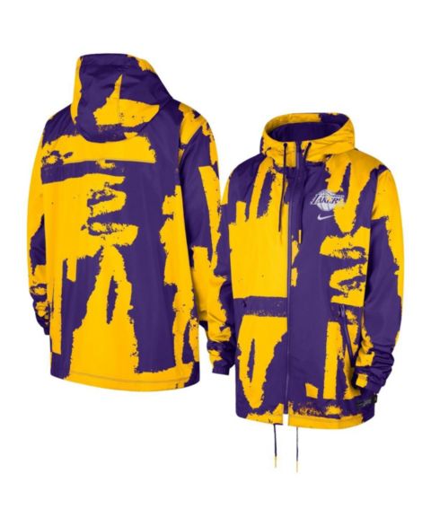 Женские куртки Nike Men's and Women's Purple Los Angeles Lakers Courtside Club Premium Woven Full-Zip Hooded Jacket