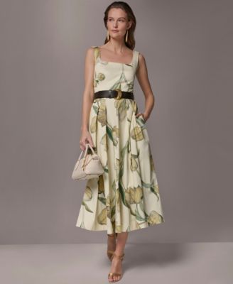 Women's Floral Sleeveless Midi A-Line Dress