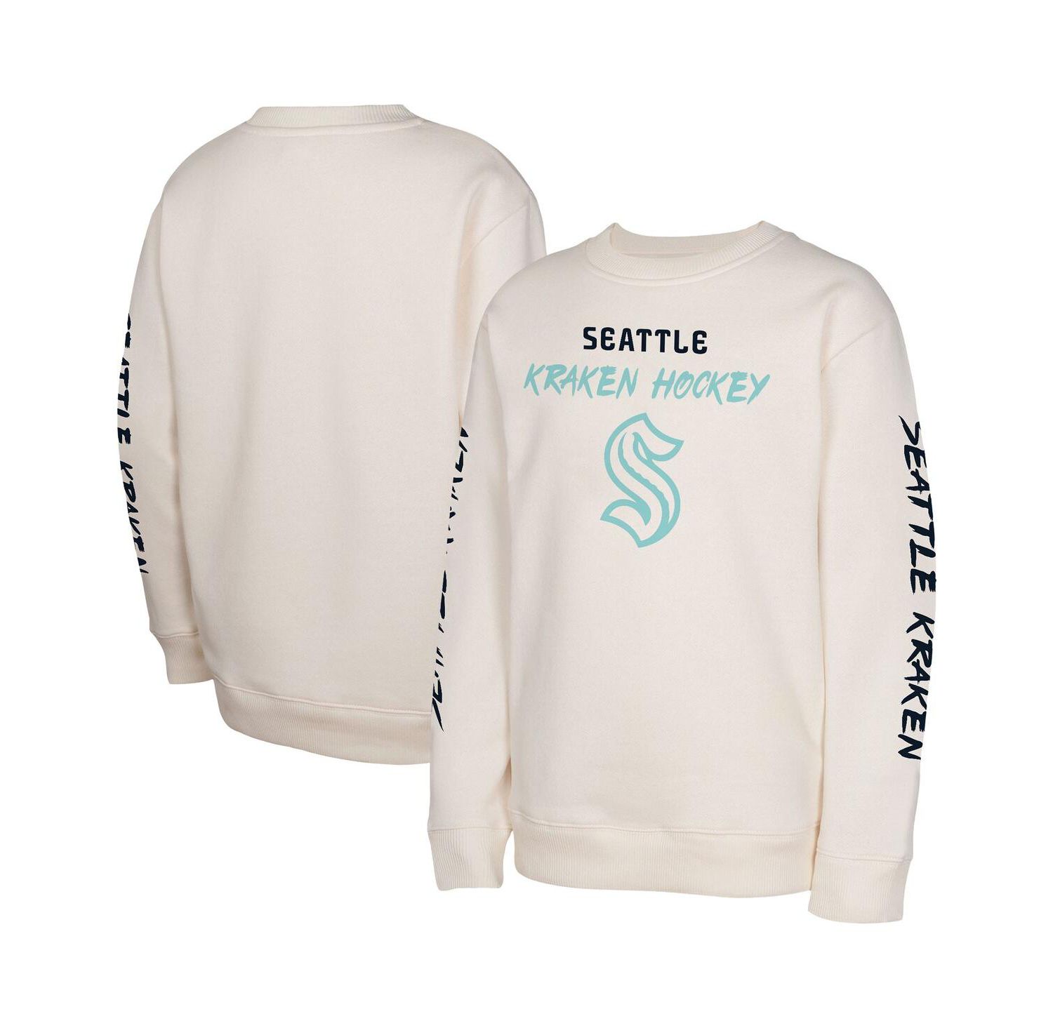 Big Boys and Girls Cream Seattle Kraken Star Power Pullover Sweatshirt
