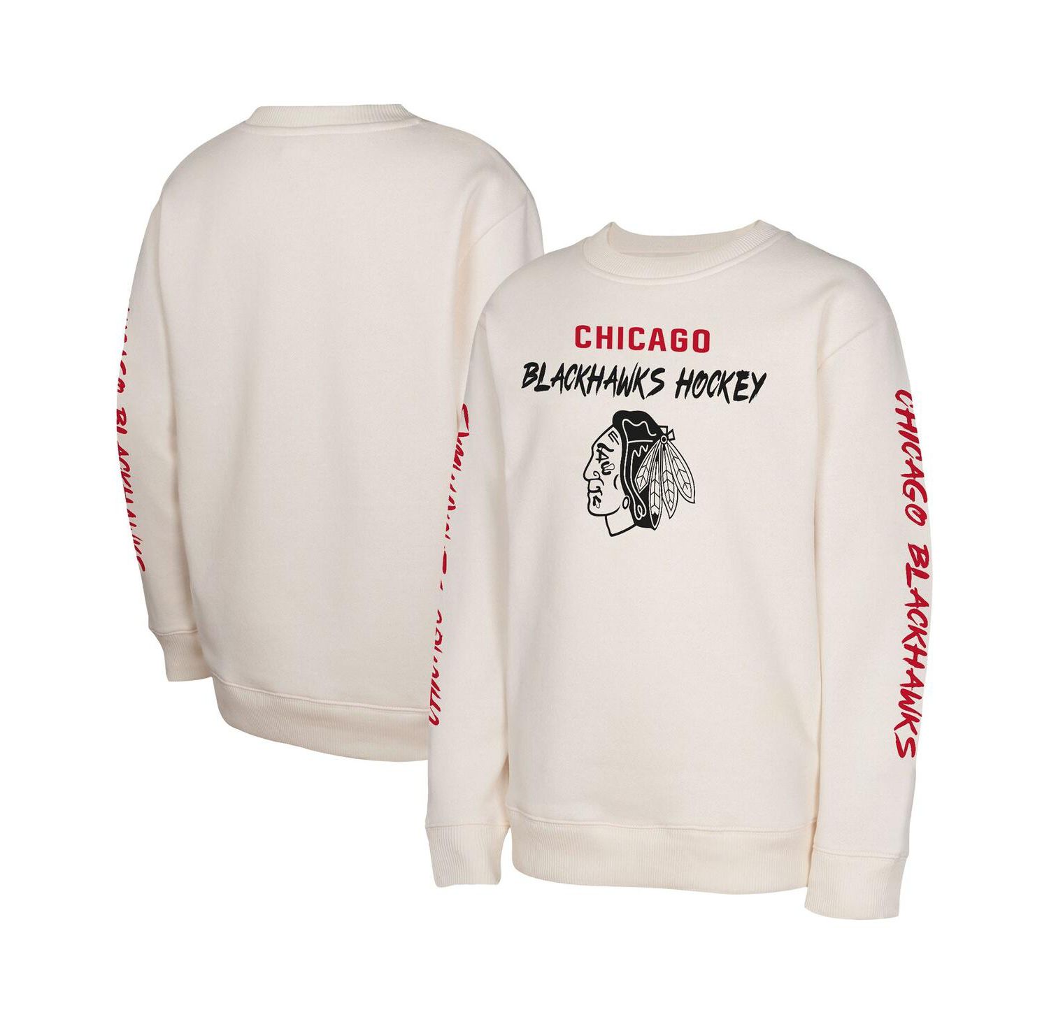 Big Boys and Girls Cream Chicago Blackhawks Star Power Pullover Sweatshirt
