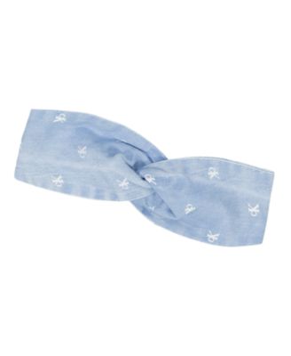 Baby Girls' Monogram Print Denim Sunsuit and Headband