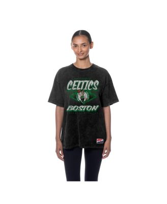 Women's Black Boston Celtics Throwback Mineral Wash Oversized T-Shirt