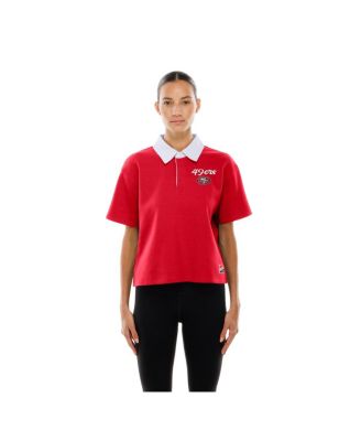 Women's Scarlet San Francisco 49ers Throwback Boxy Cropped Polo Shirt