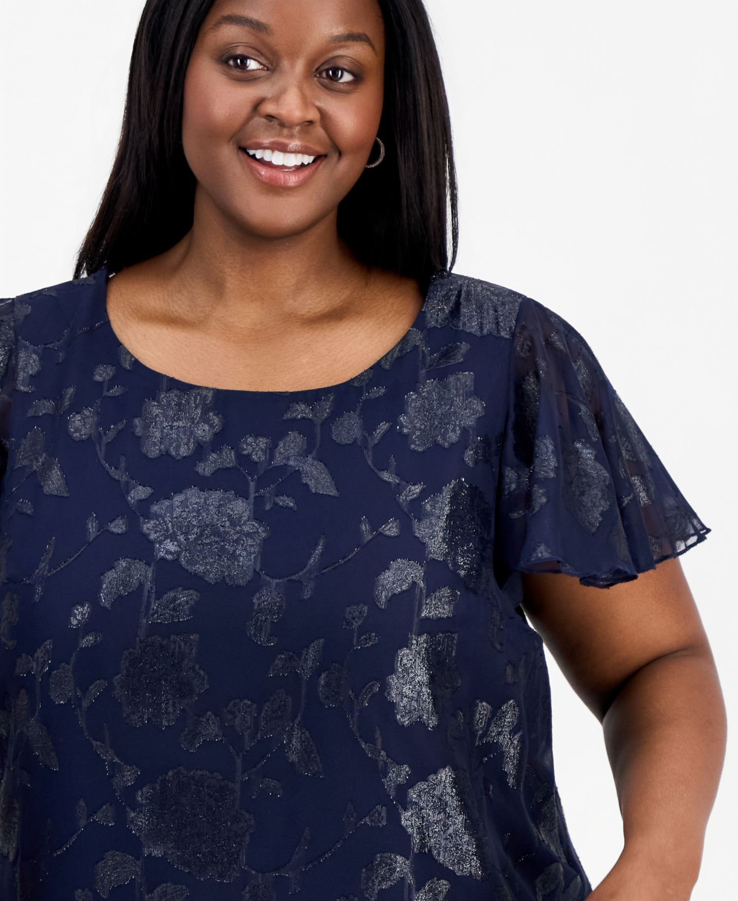 Plus Size Round-Neck Ruffle-Hem Dress