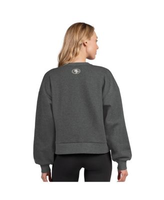 Women's Heather Gray San Francisco 49ers Show Up Cropped Fleece Pullover Sweatshirt