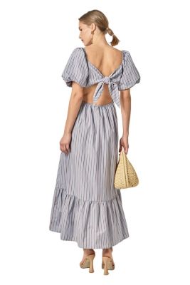 Women's Striped Tie Bck Maxi Dress