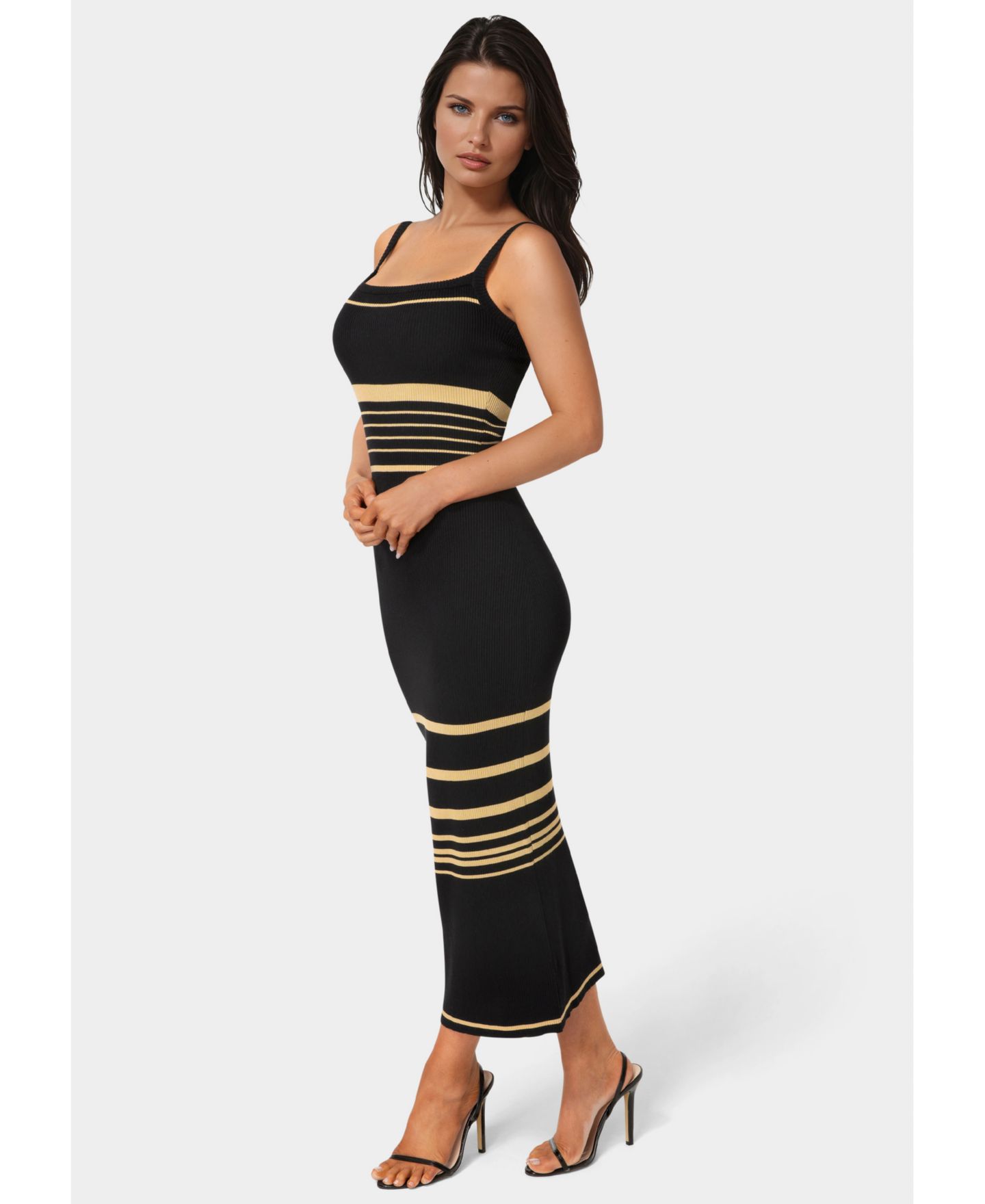 Женское платье Bebe Illusion Sweater Bodycon Maxi, цвет: Чёрный — фото 2