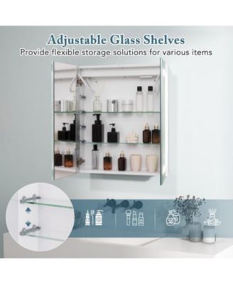 Bathroom Mirror Medicine Cabinet with Lights and 2 Doors