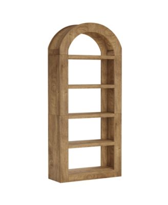 70.9'' Tall Arched Bookshelf with Storage, 5-Tier Wooden Open Bookcase Display Shelves Organizer