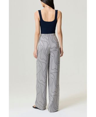 Women's Flowy Wide-Leg Tailored Pants