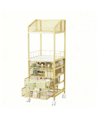 Multi-Compartment Makeup Organizer with Wheels for Skincare and Cosmetics