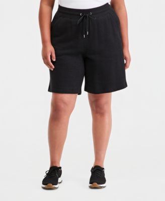 Plus Size Cotton-Blend Pull-On Bermuda Shorts