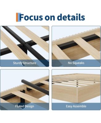 Twin Bed Frame, Wood Platform Bed with Fluted Design, Low Profile BedFrame, Minimalist Bed Base with Noise-Free, No Box Spring Needed