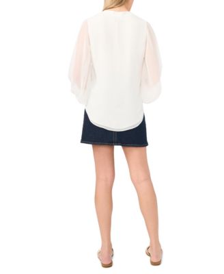 Women's Split-Neck Long-Sleeve Top