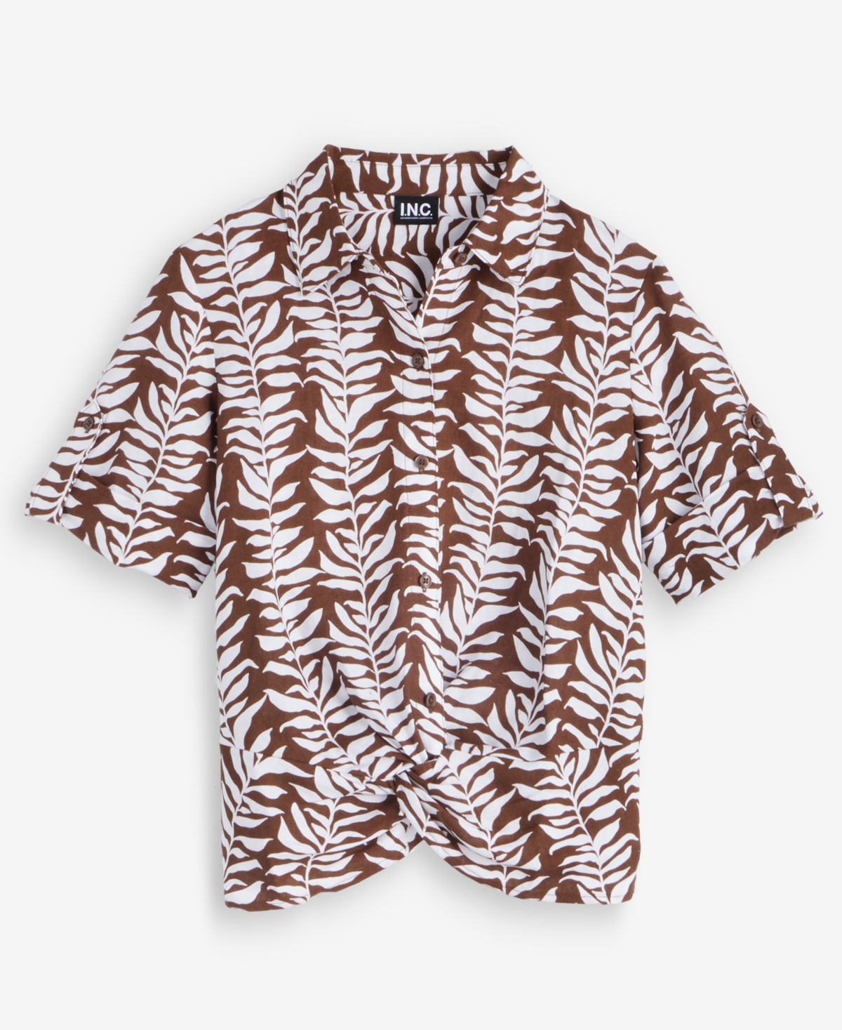 I.n.c. International Concepts Petite Printed Twist-Hem Top, Macy's Exclusive