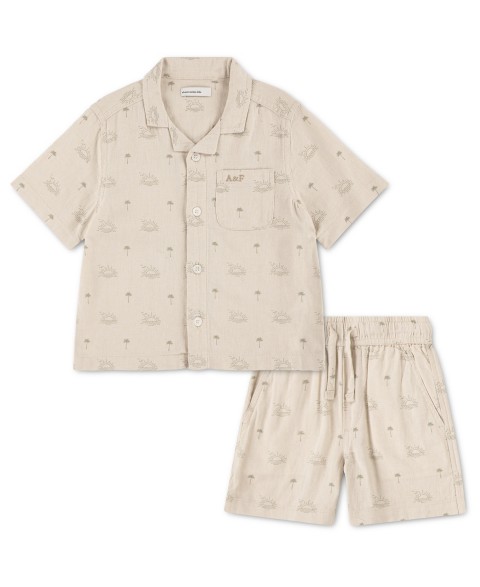 Детский комплект abercrombie kids льняная рубашка и шорты 2 предмета
