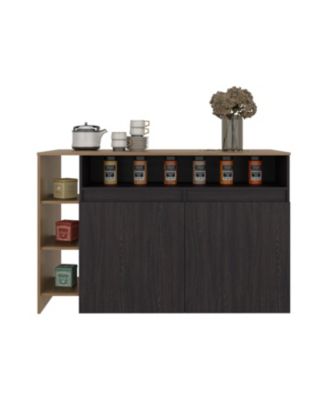 Abril Kitchen Island with Storage Cabinet, Shelves and Appliance Space