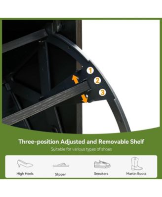 Modern Wooden Shoe Cabinet 31.5 inch with Adjustable Shelves Fluted Door – Narrow Standing Shoe Organizer Holds 25–30 Pairs for Entryway