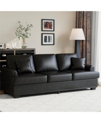 Modern Sofa with 2 Throw Pillows, Deep Seat Couch with Upholstered Cushion & Removable Cover