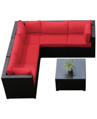 6PCS Rattan Patio Sectional Sofa Conversation Set Outdoor w/ Cushions