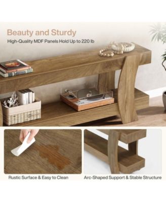 63" TV Stand with 2 Open Shelf, Farmhouse Wooden Media Console for 55/60/65/70-Inch TVs, Modern TV Console Entertainment Center