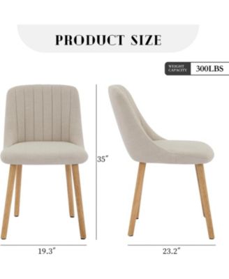 Dining Chairs Set of 2, Upholstered Fabric Chairs with Curved Back & Oak Legs