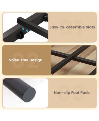 Queen Size Bed Frame with Headboard Under Bed Storage No Box Spring Needed