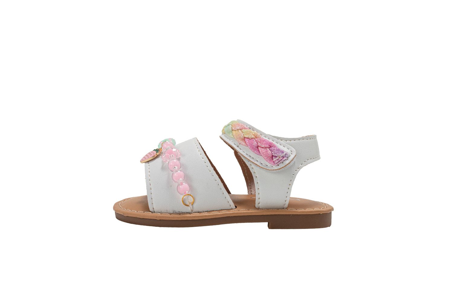 Toddler Girl's Fashion Sandals - Dressy Shoes with Glitter Braid and Bracelet Accent