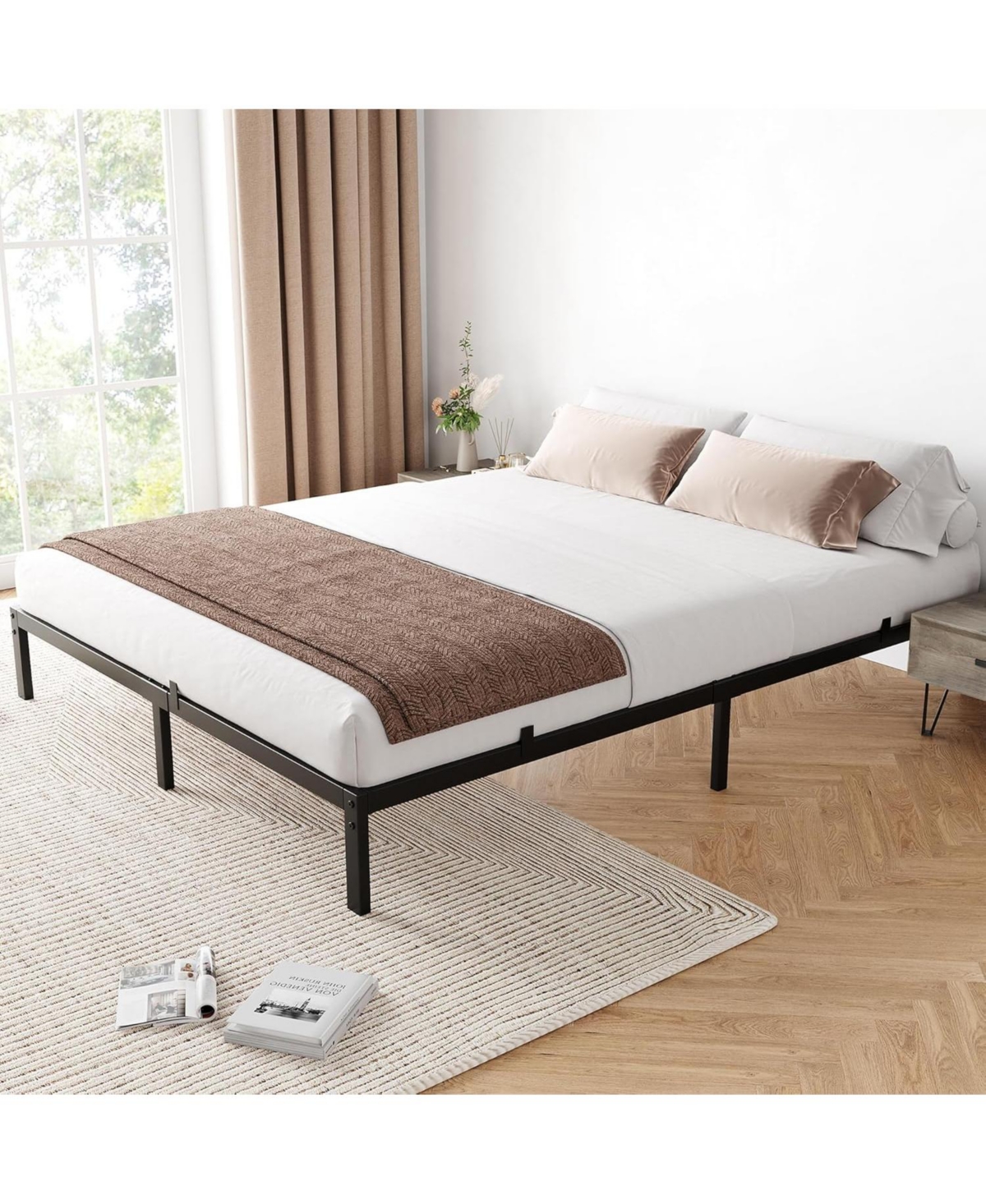 gaomon 10" Bed Frame No Box Spring Needed, Heavy Duty Platform Metal Bed Frame with Metal Slats and Under Bed Storage, Easy Assembly