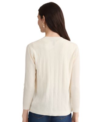 Petite Variegated Rib Kissing Front Long-Sleeve Cardigan
