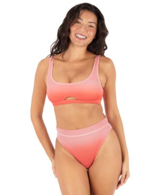 Women's Ombre Scrunch Scoop Neck Bikini Top and Cheeky High-Rise Swim Bottoms