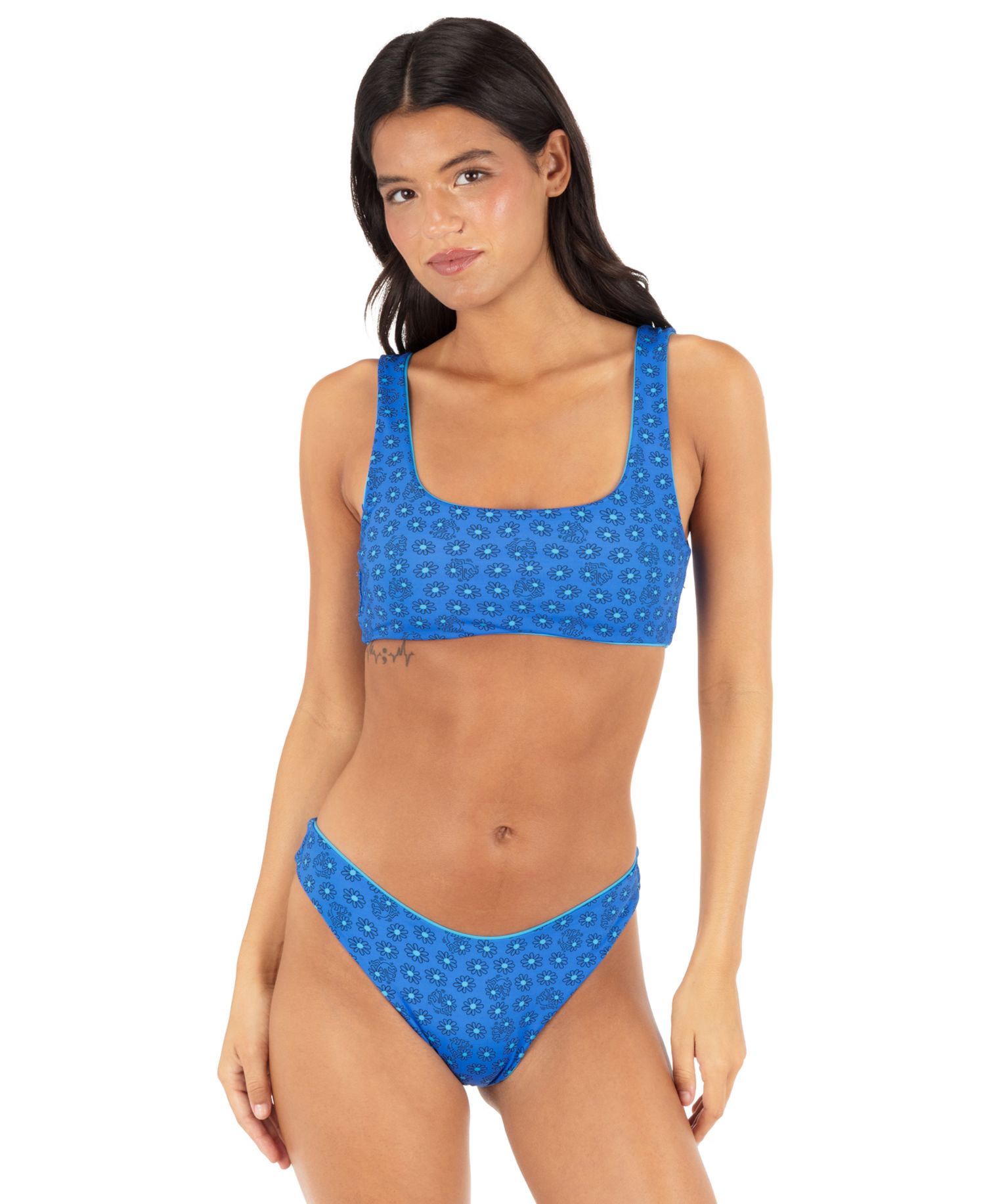 Women's Reversible Dancing Daisies Pull-On Bikini Top
