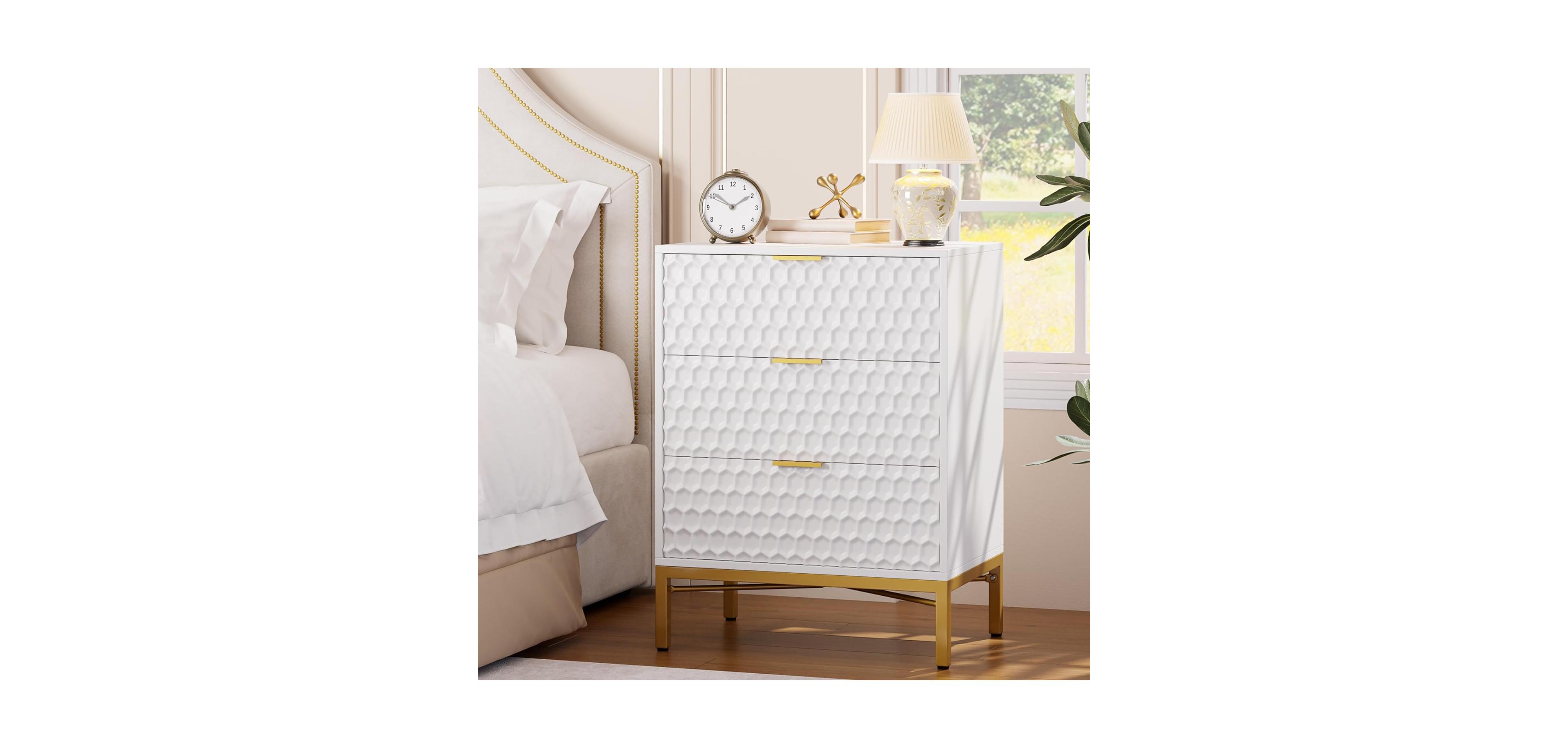 gaomon Dresser for Bedroom, Modern 3 Drawer Nightstand, Bedside Table Sofa End Side Table for Bedroom Dorm Small Spaces, Living Room, Hallway