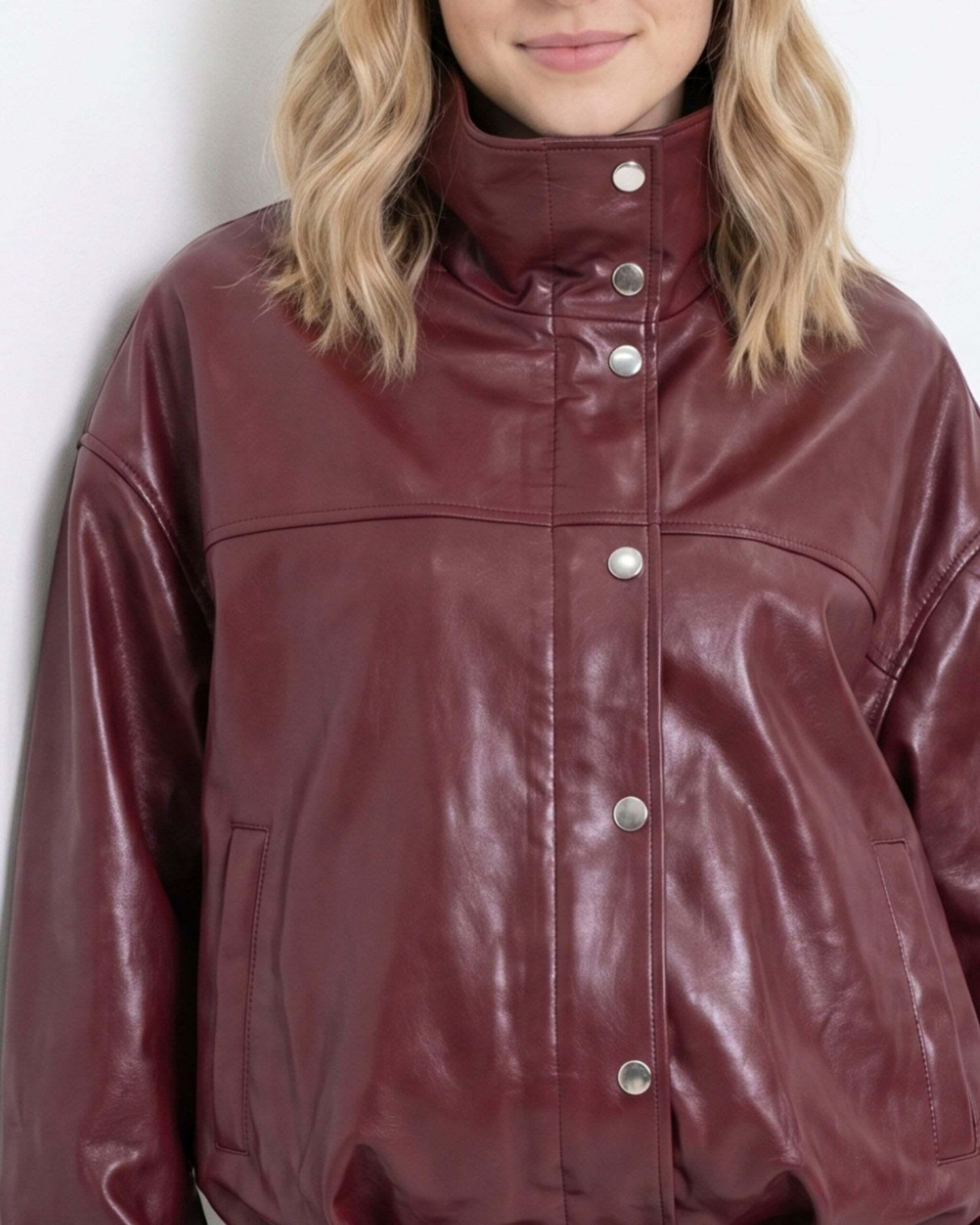 Women's Arden Funnel Neck Leather Jacket