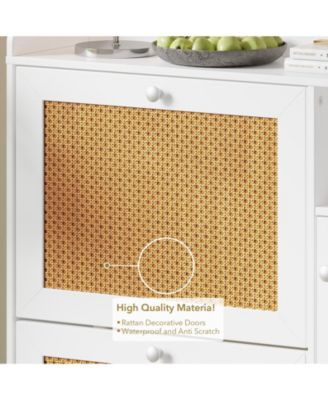  3-Drawer  Rattan Adjustable Shelves, Freestanding  Shoe Storage Cabinet