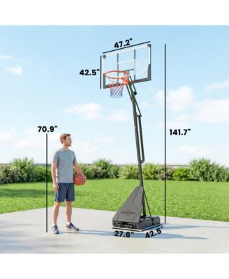 Basketball Hoop, 8-10ft Adjustable Basketball Goal, Hand-Crank Lift