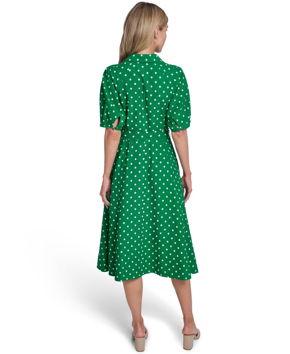 Calvin Klein Women's Collared Neck Belted Shirt Dress