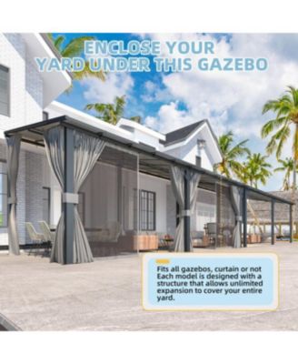  Wall Gazebo with Curtains and Mosquito Netting