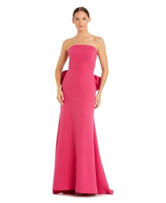Women's Crepe Strapless Gown With Oversized Bow