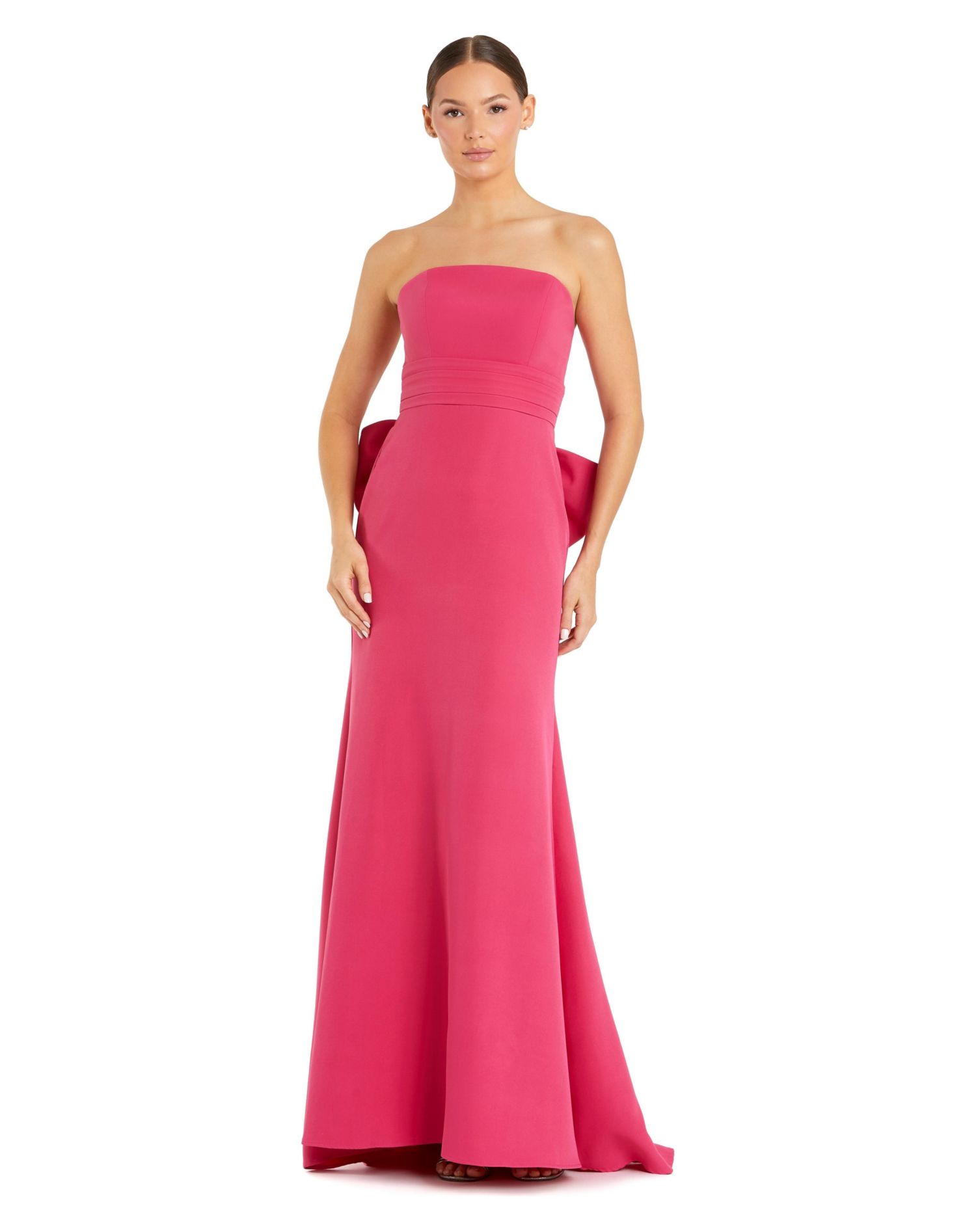 Women's Crepe Strapless Gown With Oversized Bow