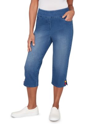 Petite Port Side Colored Button Denim Capri Jeans