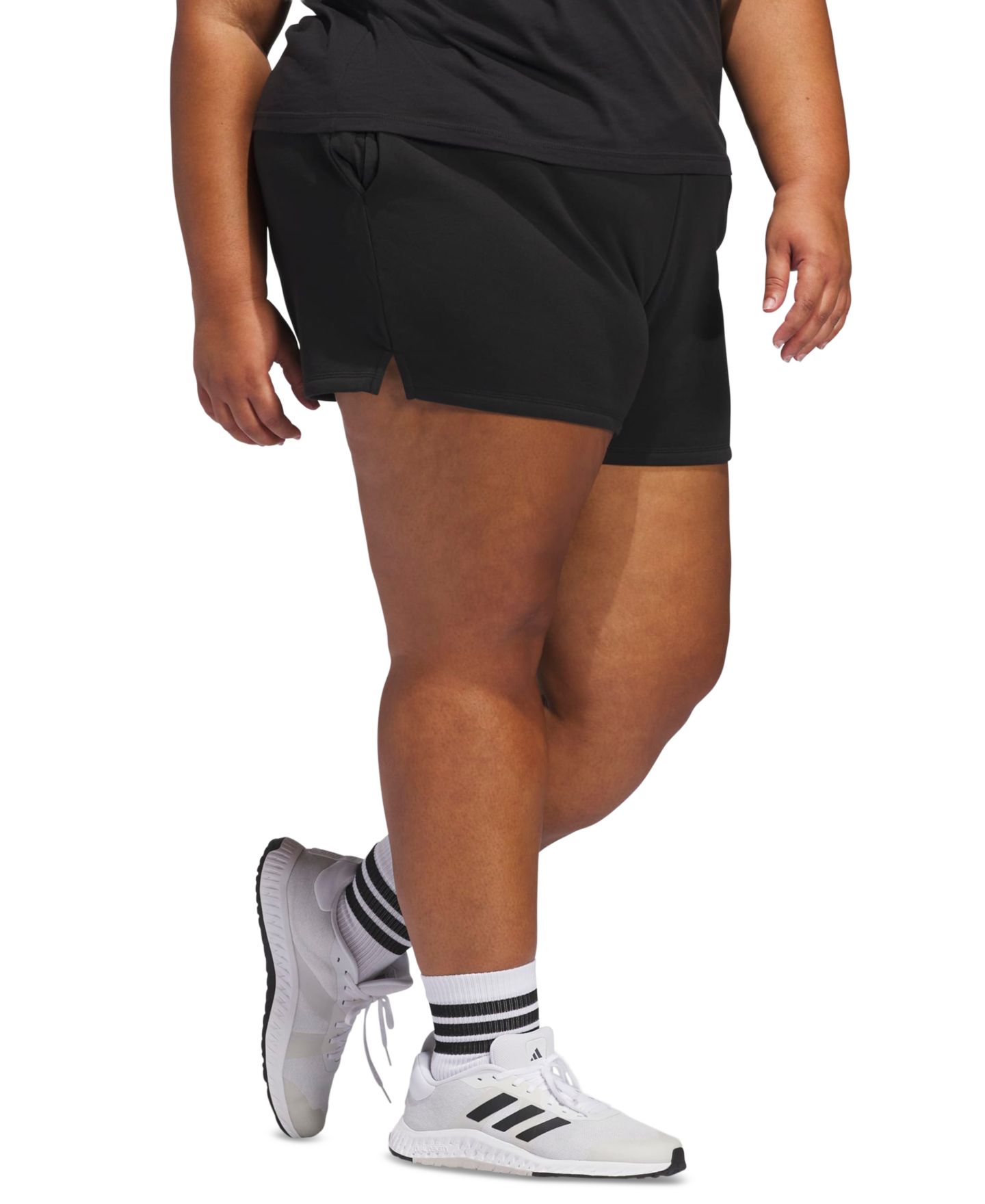 Женские шорты adidas Plus Size Essentials Small Logo, цвет: Чёрный / Белый — фото 2