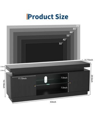 TV Stand Entertainment Center with Storage Cabinets,Open Shelves & Power Outlets Media TV Console Table