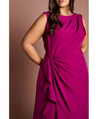 Women's Crepe Ruffle Midi Dress