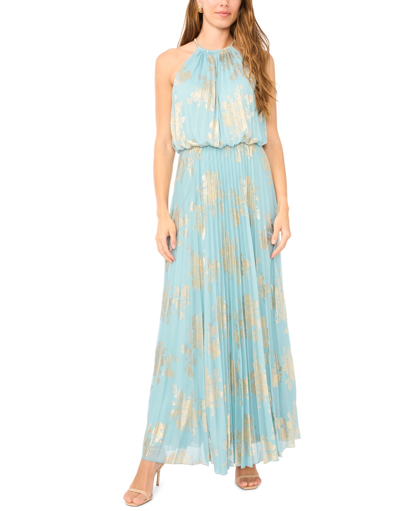 Женские платья MSK Embellishment Halter-Neck Pleated Gown, цвет: Кофейный — фото 1