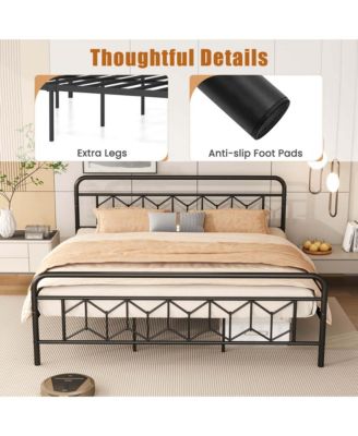 King Size Bed Frame Mattress Foundation with Headboard 12.5" Under-bed Storage