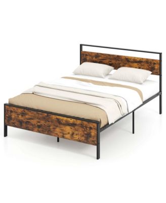 Bed Frame with Wooden Headboard and Footboard Under-Bed Storage