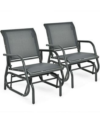 2PCS Patio Swing Glider Chair Single Rocking Chair Yard Outdoory