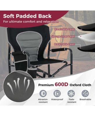 Outdoor Rocker Camping Chair for Adults with Dual Springs Padded Back