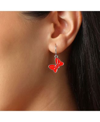 Minnie Mouse Bow Earring Set, 3 Pairs (Hoops, Drops & Studs), Silver Tone